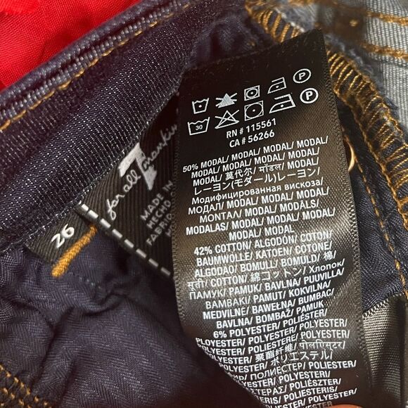 7 for all mankind Slim Illusion Luxe the Ankle Skinny Dark blue mid-rise size 26 - Picture 11 of 13